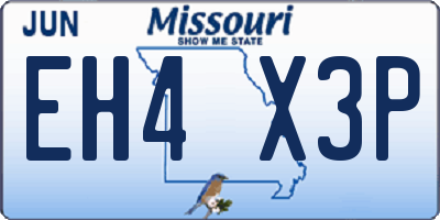 MO license plate EH4X3P