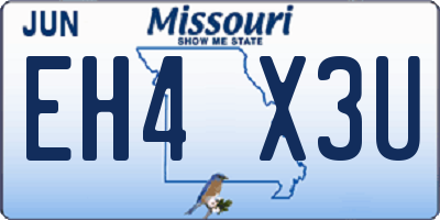MO license plate EH4X3U