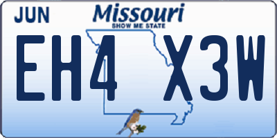 MO license plate EH4X3W