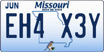MO license plate EH4X3Y