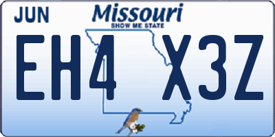 MO license plate EH4X3Z