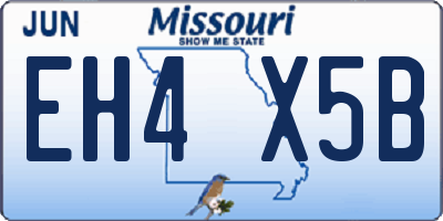 MO license plate EH4X5B