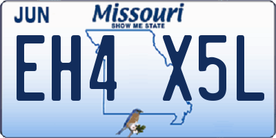 MO license plate EH4X5L