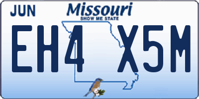 MO license plate EH4X5M