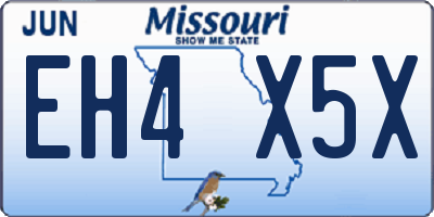 MO license plate EH4X5X