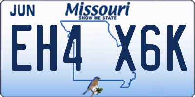 MO license plate EH4X6K