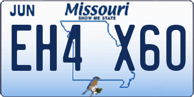 MO license plate EH4X6O
