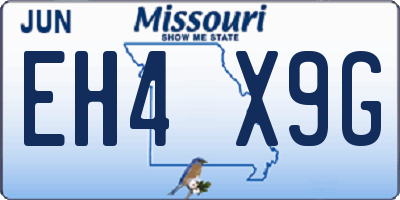 MO license plate EH4X9G