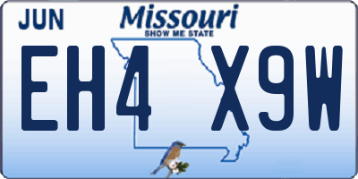 MO license plate EH4X9W