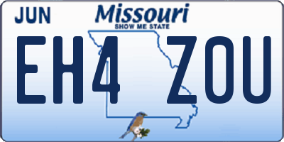MO license plate EH4Z0U
