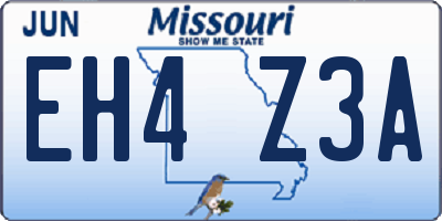 MO license plate EH4Z3A