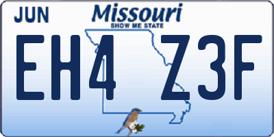 MO license plate EH4Z3F