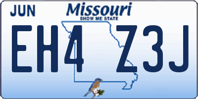 MO license plate EH4Z3J