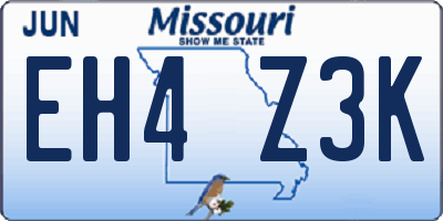 MO license plate EH4Z3K