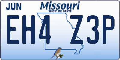 MO license plate EH4Z3P