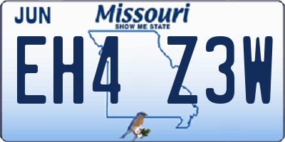 MO license plate EH4Z3W