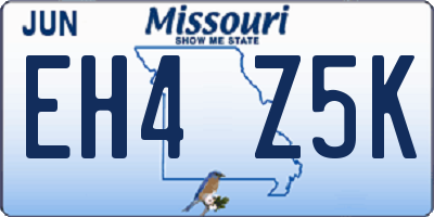 MO license plate EH4Z5K
