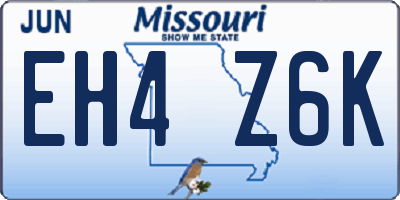 MO license plate EH4Z6K