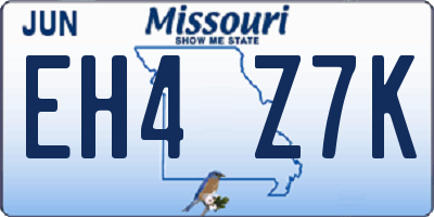 MO license plate EH4Z7K