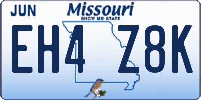 MO license plate EH4Z8K