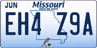 MO license plate EH4Z9A