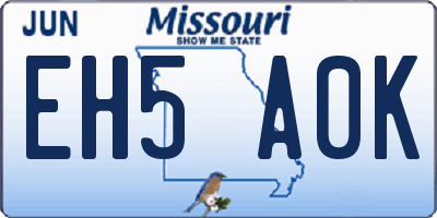 MO license plate EH5A0K