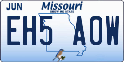 MO license plate EH5A0W