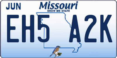 MO license plate EH5A2K