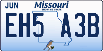 MO license plate EH5A3B