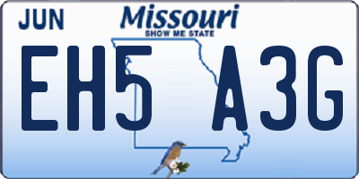 MO license plate EH5A3G