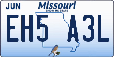 MO license plate EH5A3L