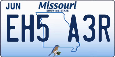 MO license plate EH5A3R