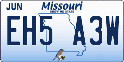 MO license plate EH5A3W
