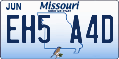MO license plate EH5A4D