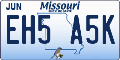 MO license plate EH5A5K