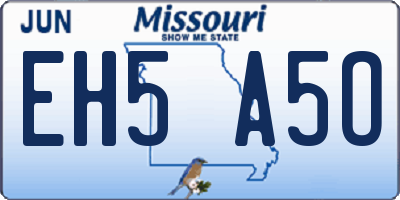 MO license plate EH5A5O