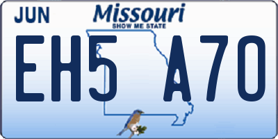 MO license plate EH5A7O