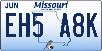 MO license plate EH5A8K
