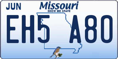 MO license plate EH5A8O