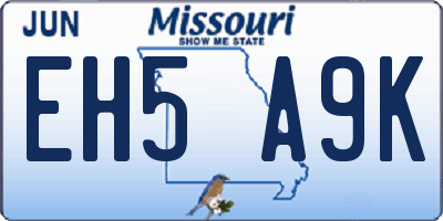 MO license plate EH5A9K