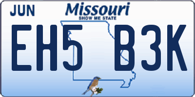 MO license plate EH5B3K