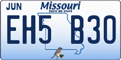 MO license plate EH5B3O