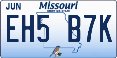 MO license plate EH5B7K