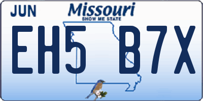 MO license plate EH5B7X