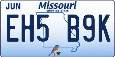 MO license plate EH5B9K