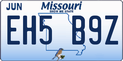 MO license plate EH5B9Z