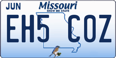 MO license plate EH5C0Z