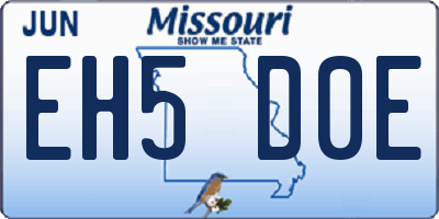 MO license plate EH5D0E