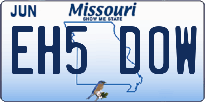MO license plate EH5D0W