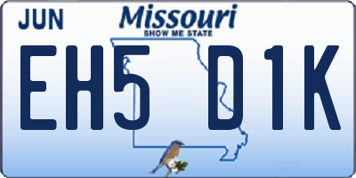 MO license plate EH5D1K